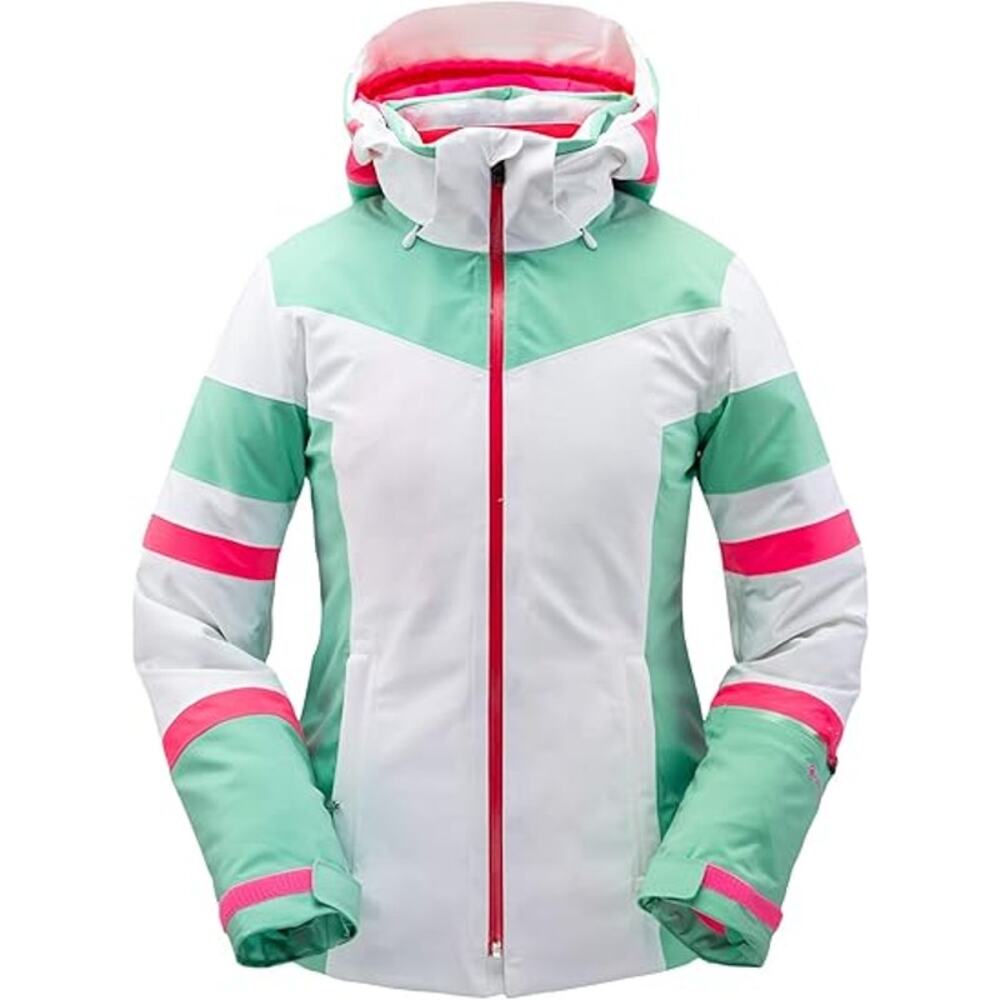 NWT Women's Colorblock Ski Jacket in White, Mint & Pink